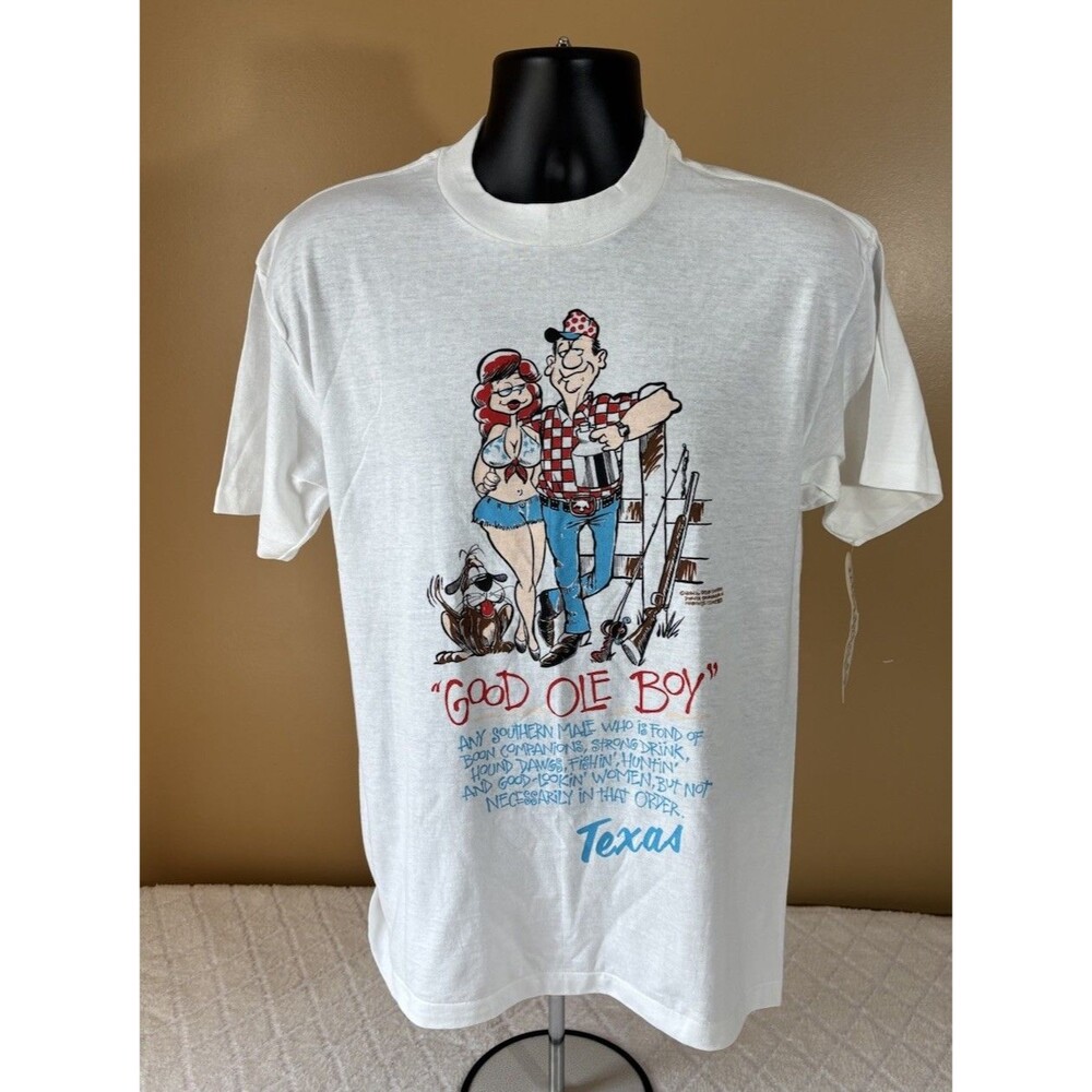 NWT Texas Good Ole Boy Huntin How To Speak Southern USA Made Single Stitch Tee L